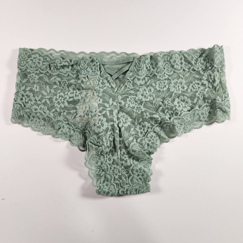 Victoria's Secret Sexy Green Lace Cheeky Panty Medium Strappy Cutout Lingerie
